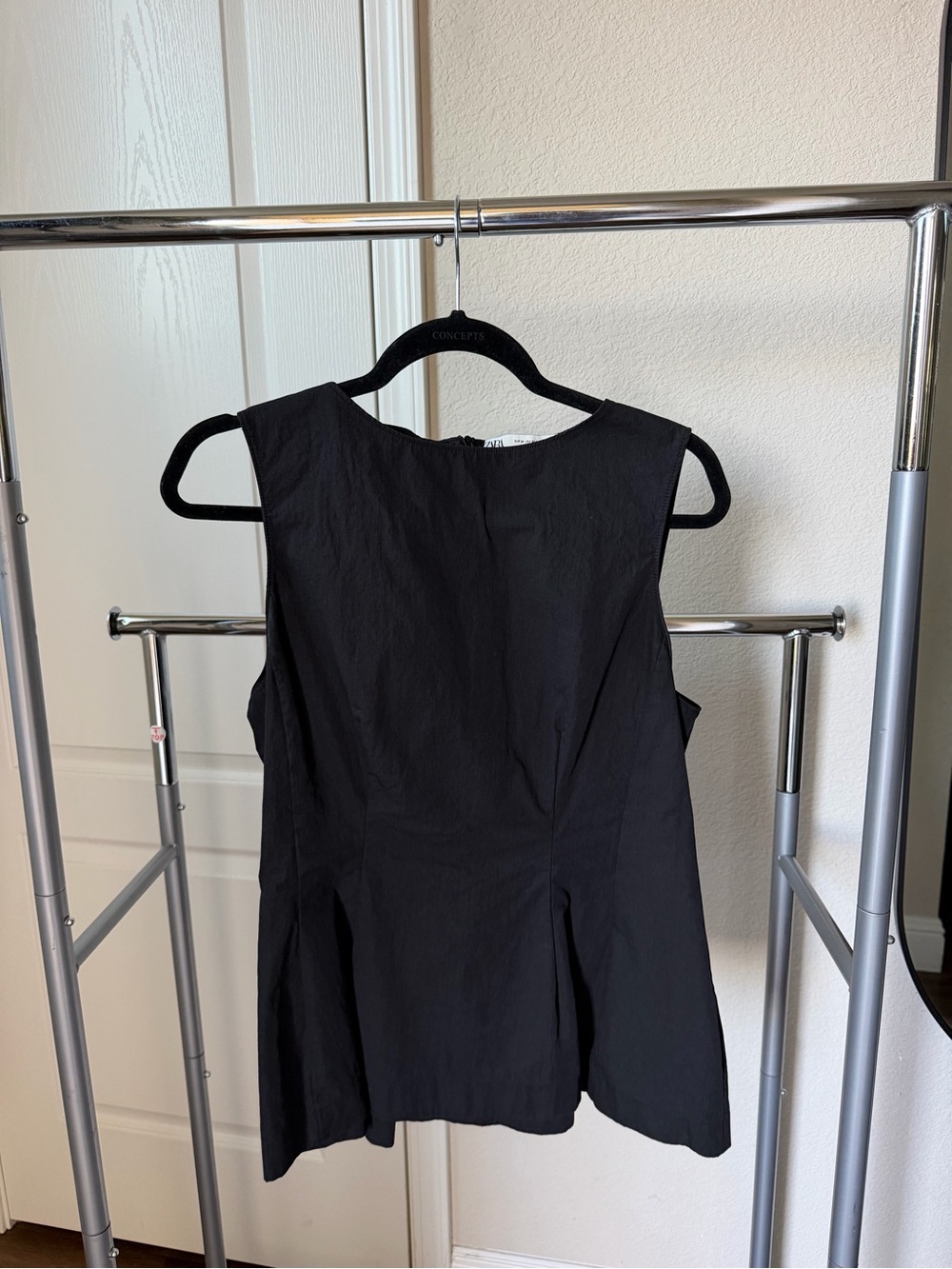Zara Black Sleeveless Peplum Top